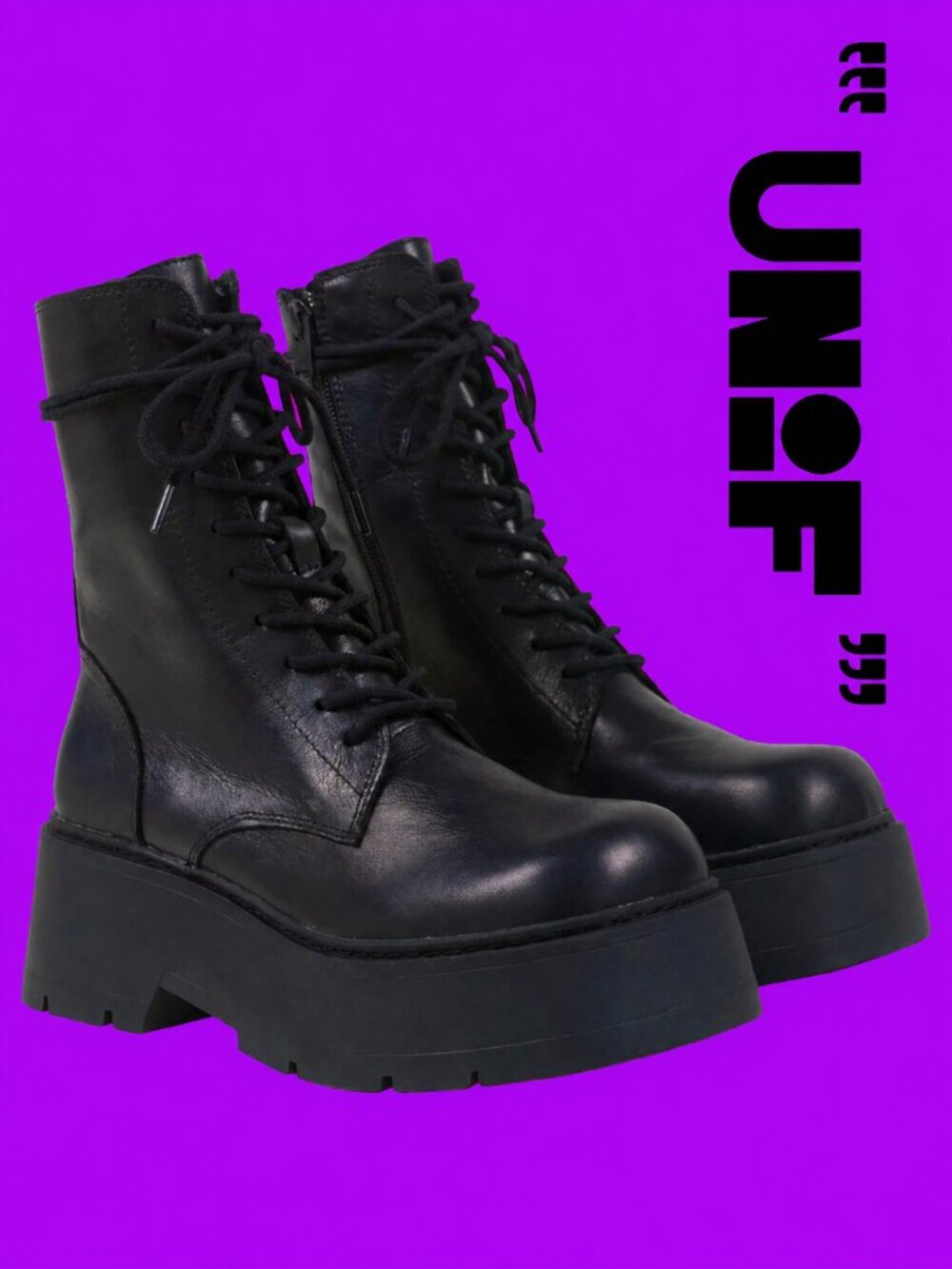 🦋🔥💋HOT ITEM! 💋🦋🔥90s Vibegrunge UNIF 100% Leather Aux Combat Boots